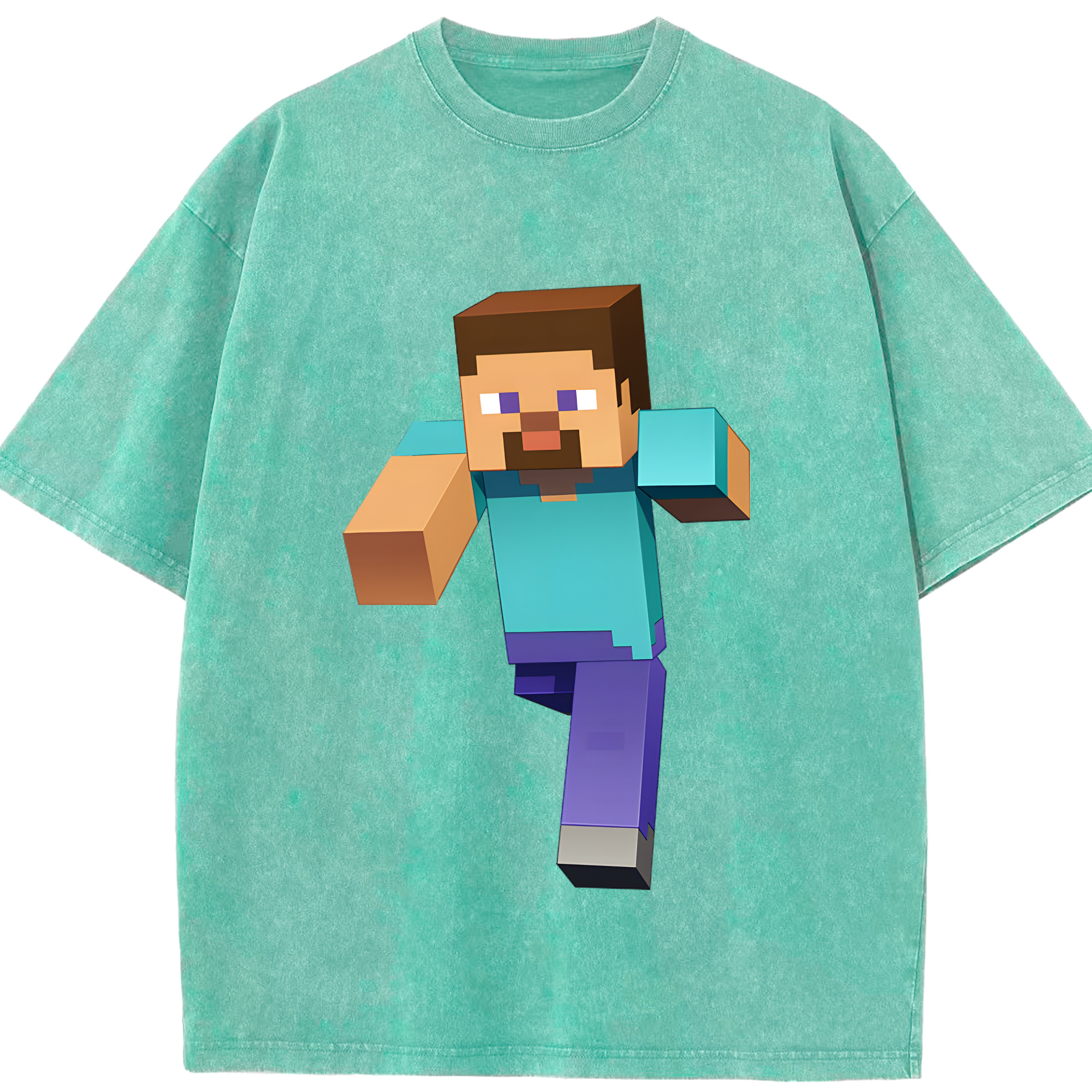 （画像用） マインクラフト ブロックの世界 Minecraft MC Block world 綿100% ヴィンテージ風 半袖Tシャツ（フロントプリント）